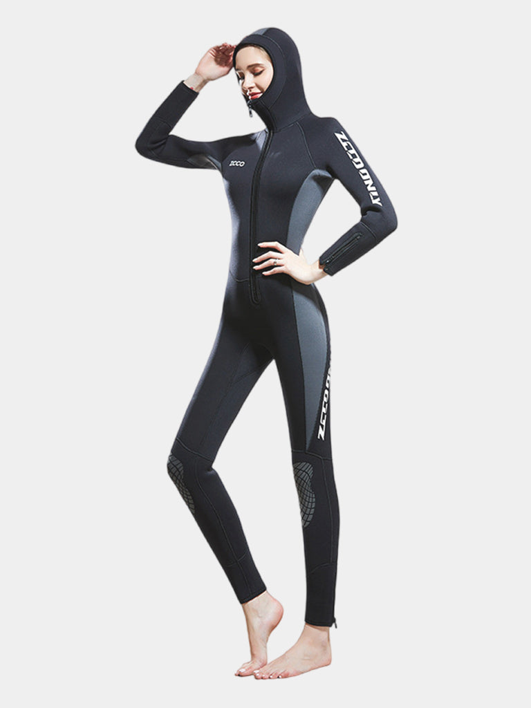 ZCCO Women's 5MM Thick Hooded Wetsuit Full Body