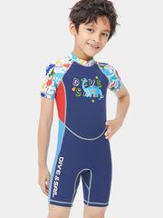 DIVE & SAIL Boys 2MM Dinosaur Cartoon Shorty Wetsuit