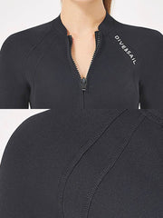 DIVE SAIL 2MM Black Neoprene Front Zip Wetsuit Detail