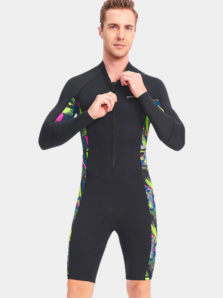 DIVE SAIL Men Long sleeve Front Zip Wetsuit Black Front