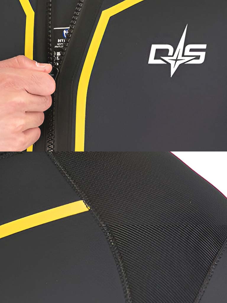 DIVESTAR Men 7MM Hooded Wetsuit Black Yellow Details