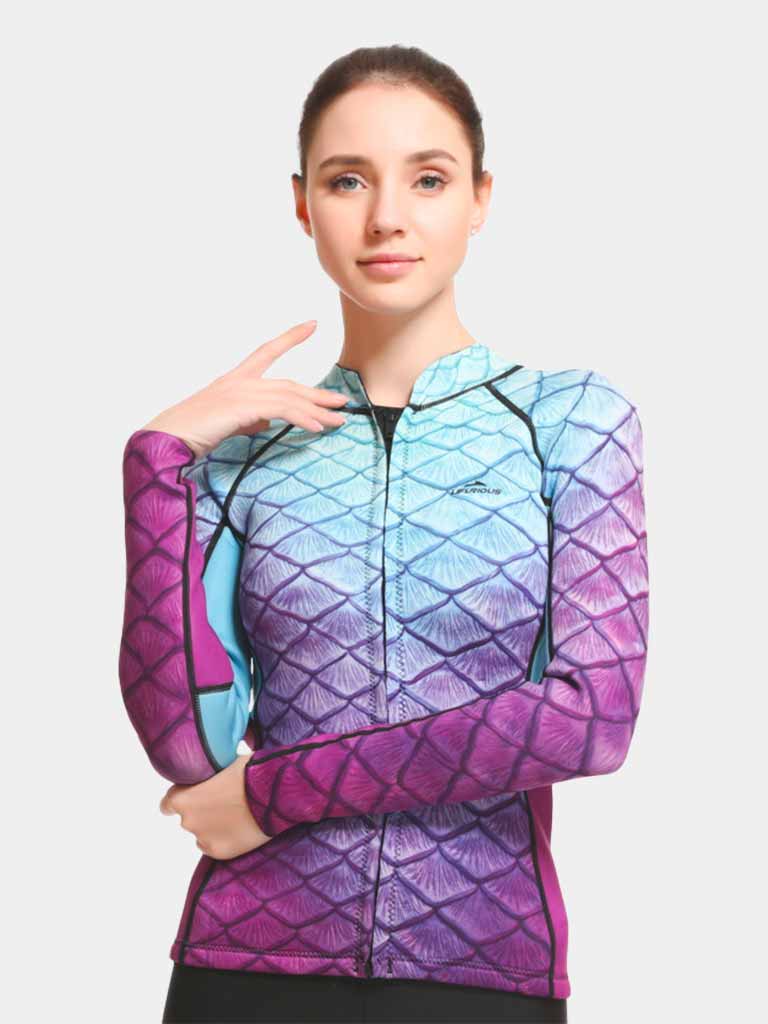 LIFURIOUS Women Front Zip Wetsuit Jacket Purple