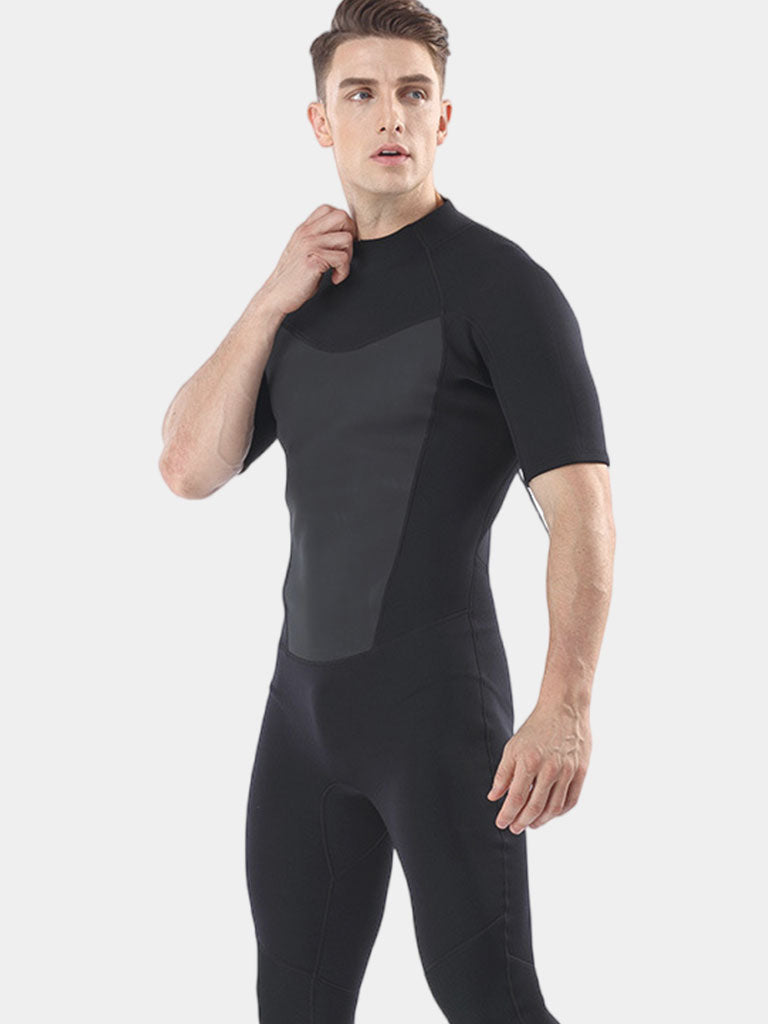 MYLEDI Men 2MM Short Sleeves One Piece Wetsuit Black Side