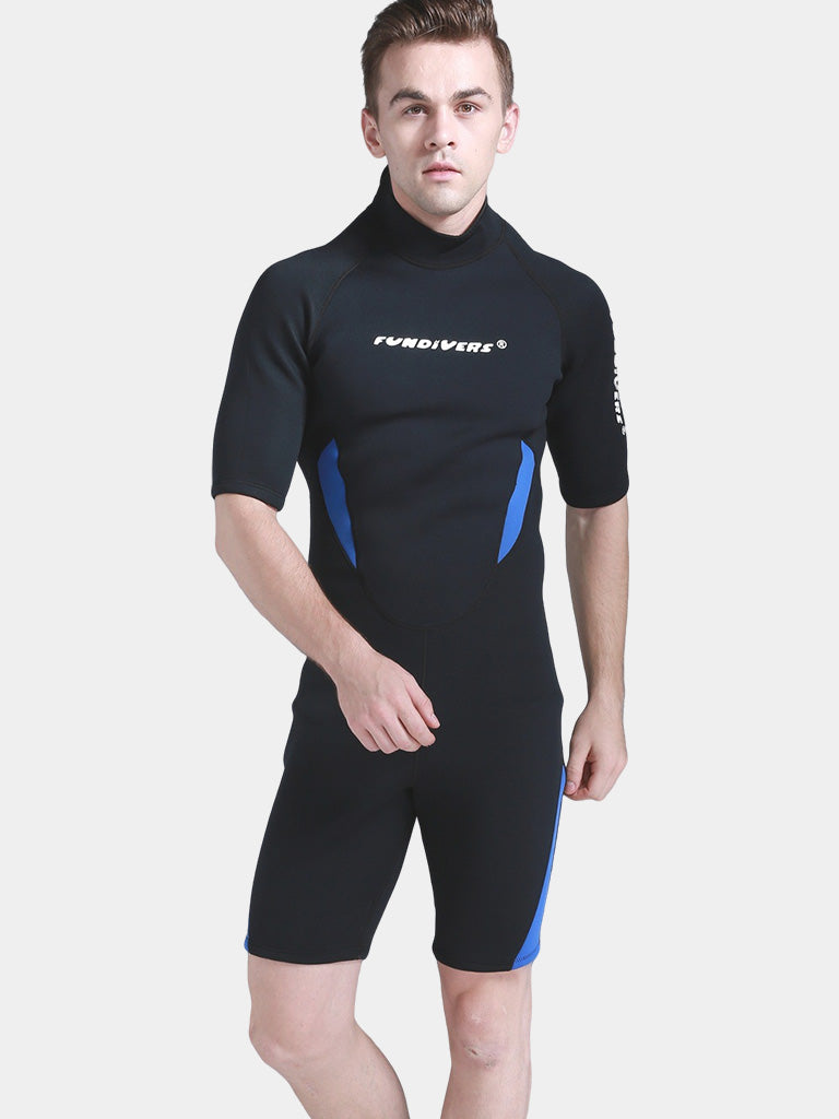 Men Short Sleeve 3MM Wetsuit Blue