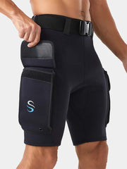 SLINX Men's Surfing Wetsuit Shorts with Pockets, Black