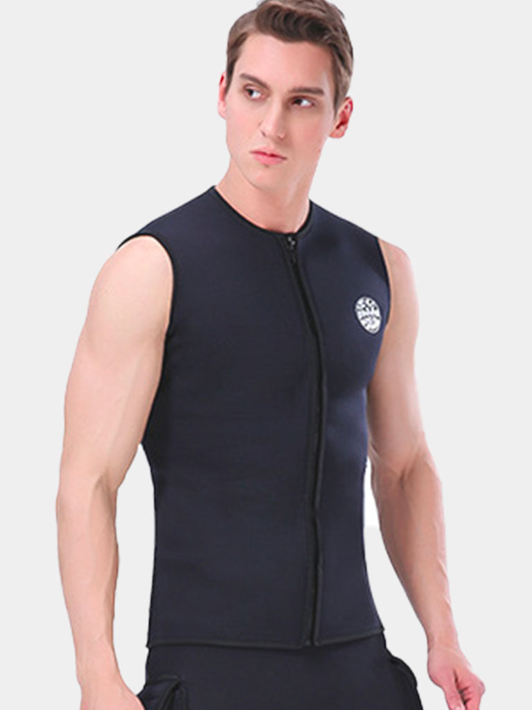 SLINX Men's 3mm Front Zip Plus Size Wetsuit Vest, Black