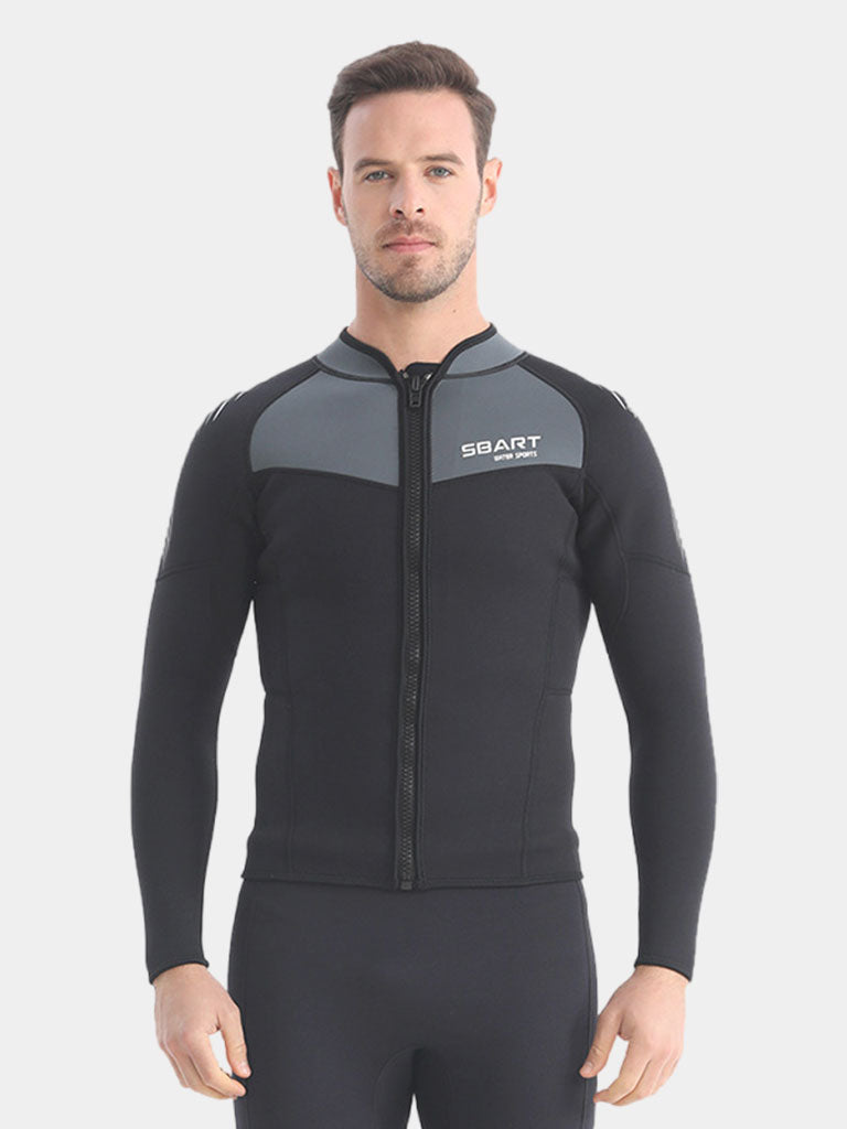 SBART Men 1.5mm Wetsuit Top Black Grey