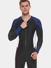 SBART Men Front Zip UV Protection Wetsuit Swimsuit Blue front