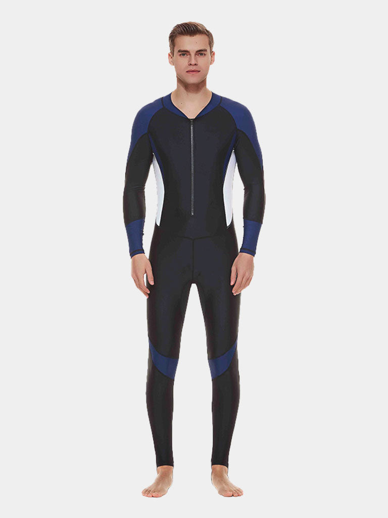 SBART Men Front Zip UV Protection Wetsuit Swimsuit Blue