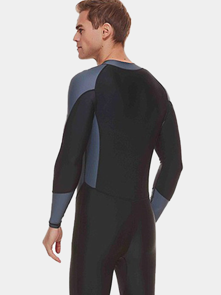 SBART Men Front Zip UV Protection Wetsuit Swimsuit Grey back