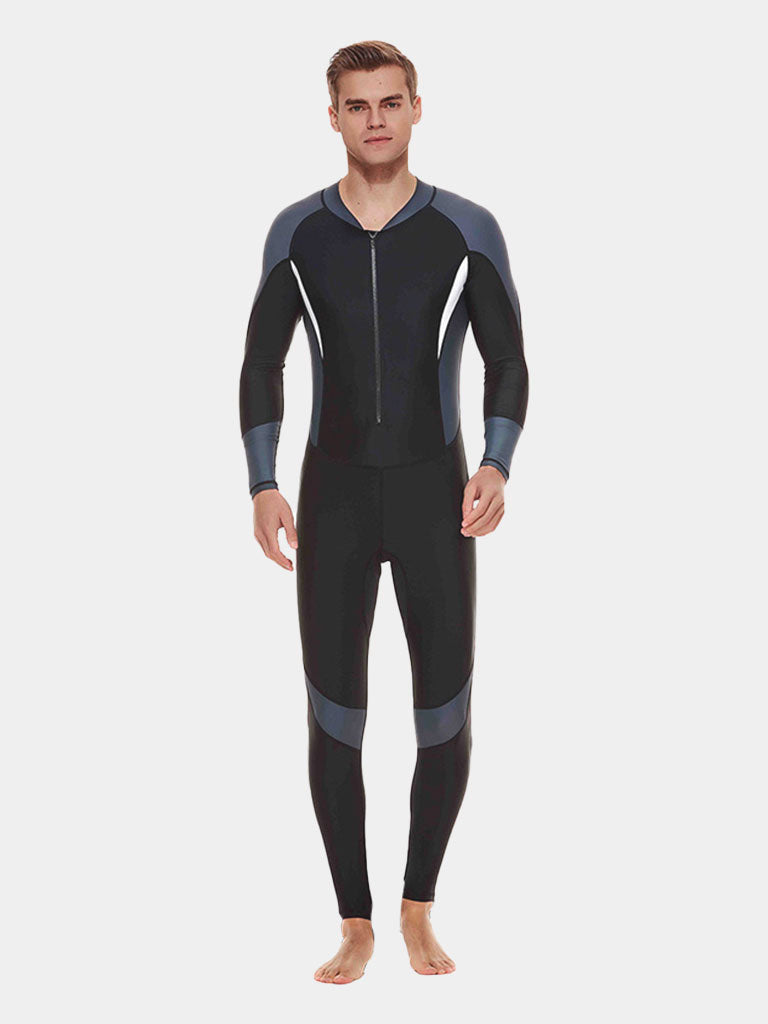 SBART Men Front Zip UV Protection Wetsuit Swimsuit Grey