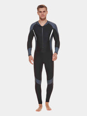 SBART Men Front Zip UV Protection Wetsuit Swimsuit Grey