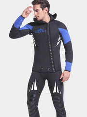 Sbart Men 5MM Two Piece Hooded Wetsuit Blue Front
