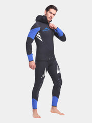 Sbart Men 5MM Two Piece Hooded Wetsuit Blue Side