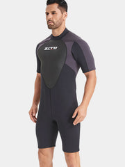 ZCCO Men's 3MM One Piece Shorty Plus Size Wetsuit, Black & Grey