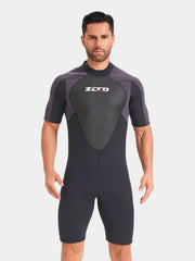 ZCCO Men's 3MM One Piece Shorty Plus Size Wetsuit, Black & Grey